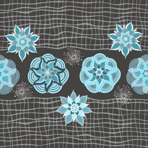 Vektorgrafik blaue blumen auf kariertem feld
