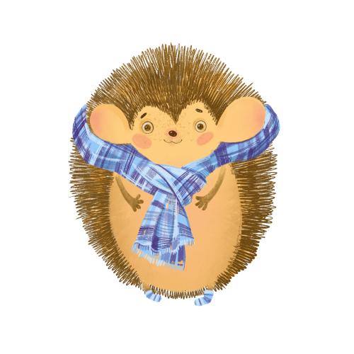 Rasterbild cartoonartiger igel mit schal