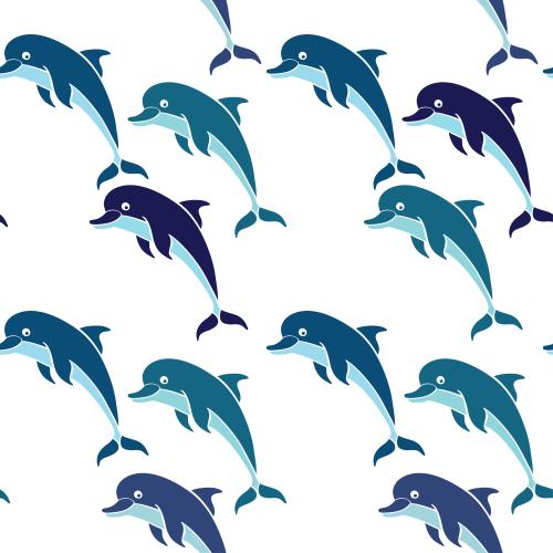 Delfin. Vektor bezaubernde mehrfarbige Delfine auf weißem