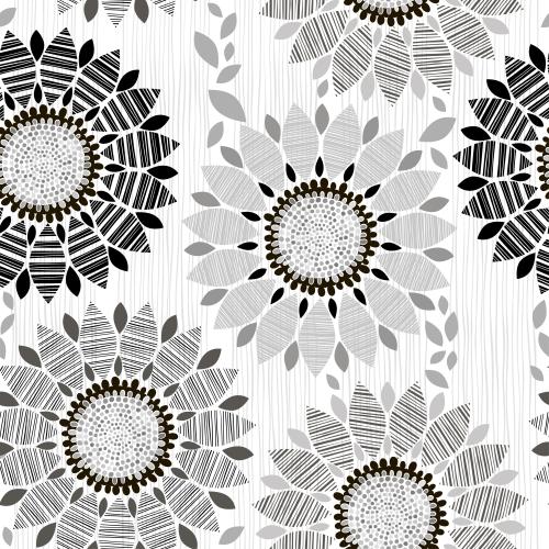 Vektorgrafik monochrom abstrakte blumen mit gestreiften blütenblättern, vertikale streifen auf weißem