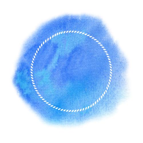 Rasterbild runde rahmen aus meeresseil auf blauem aquarell