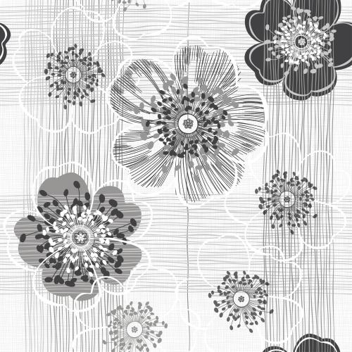 Vektorgrafik monochromen blumen, streifen auf hellem in kleinem muster