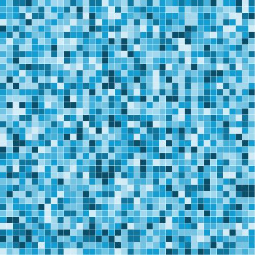 Druck auf Tapeten. Vektor abstraktes Mosaik aus Quadraten mit blauen Tönen