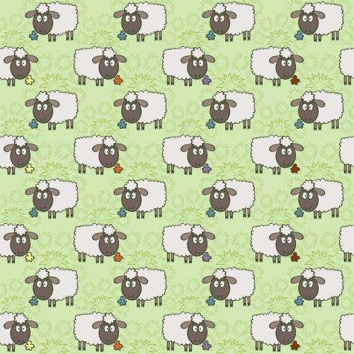 Lamm. Vektor Süße cartoonartige Schafe mit Blumen auf dem Gras