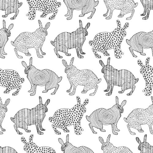 Vektorgrafik cartoonartige hasen im doodle-stil auf weißem