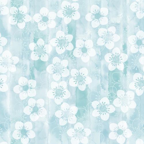 Vektorgrafik dekorative blumen silhouetten und konturen auf blauem aquarell