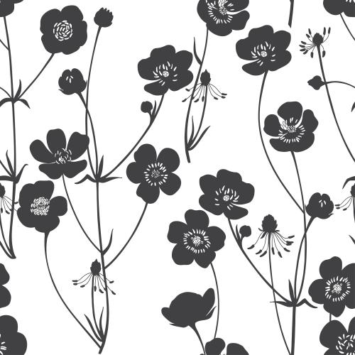 Gras. Vektor Lupinen, schwarze Silhouetten auf weißem
