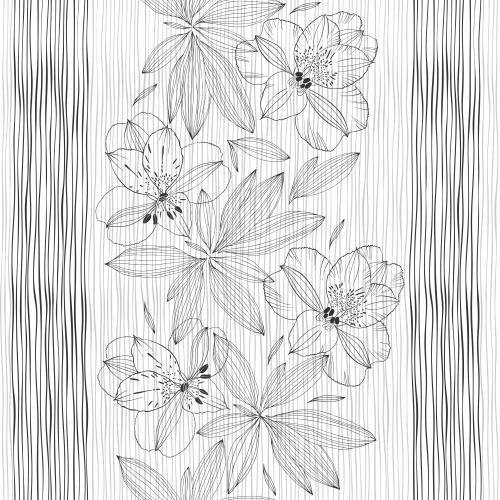 Alstroemeria. Vektor Alstromeria, Blumen und Blätter auf dem weißen gestreiften