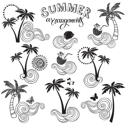 Sommer. Vektor kompositionen Zu Dem Thema Sommerurlaub Auf Weissem