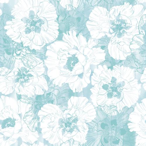 Vektorgrafik pfingstrosen konturen und silhouetten von blumen auf blauem aquarell