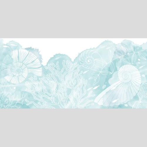 Vektorgrafik nautili, fische, korallen, algen auf blauen aquarell-