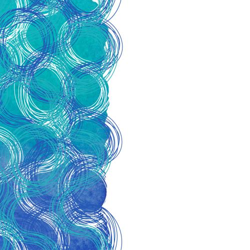 Meer. Vektor vertikale wellige Linien auf einem Aquarellfragment, Platz für Text auf weißem