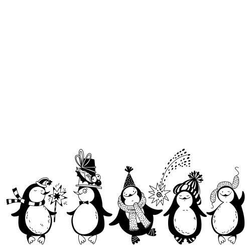Pinguin. Vektor cartoonartige Pinguine, Textfeld auf weißem