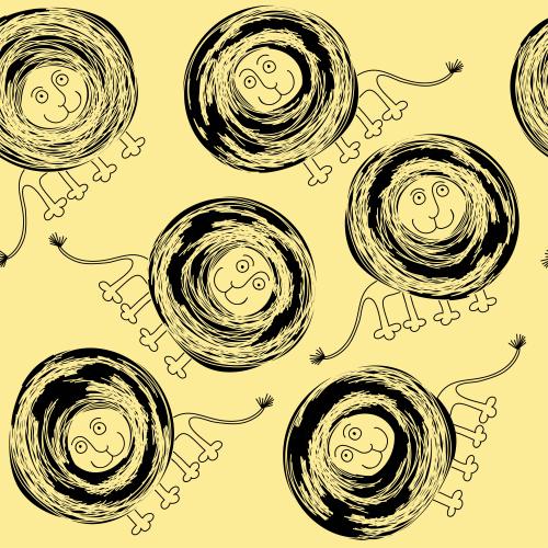 Vektorgrafik hübsche maltierte löwen auf gelbem