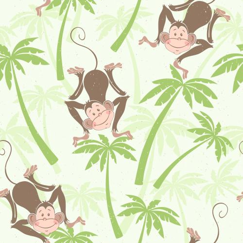Palme. Vektor Hübsche Affen und Palmen