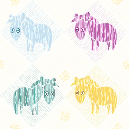 Vektorgrafik süße mehrfarbige cartoonartige zebras