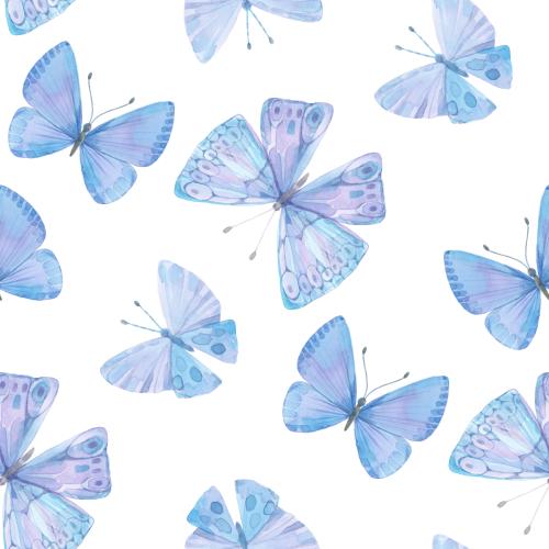 Rasterbild blaue aquarell-schmetterlinge auf weißem