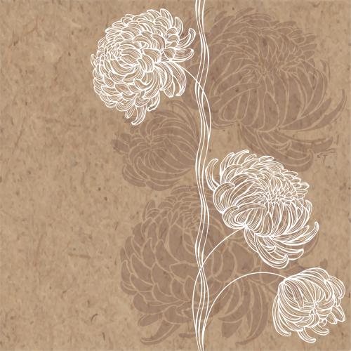 Chrysantheme. Vektor Chrysanthemen, Platz Für Text Auf Karte