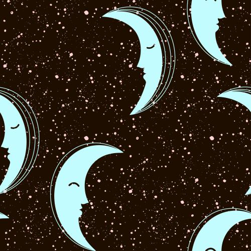 Mond. Vektor Mond und dekorative Sternenflecken auf schwarzem