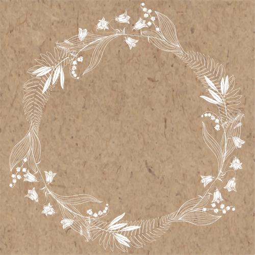 Vektorgrafik kuckucksuhren, lilien, farnblätter, rahmen aus kraftpapier