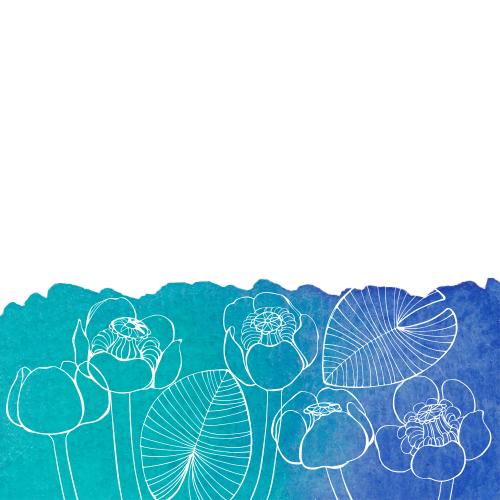 Seerose. Vektor wasserlilien und blau-grünes Fragment, Platz für Text auf weißem