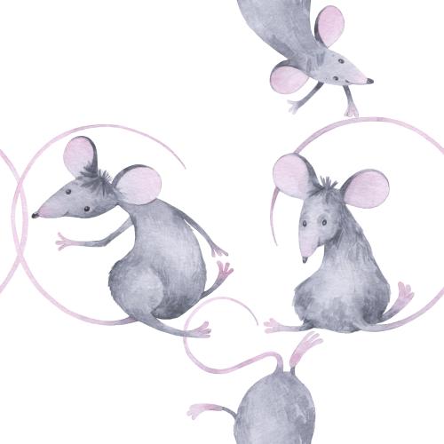 Maus. Vektor hübsche cartoonartige aquarellratten auf weißem