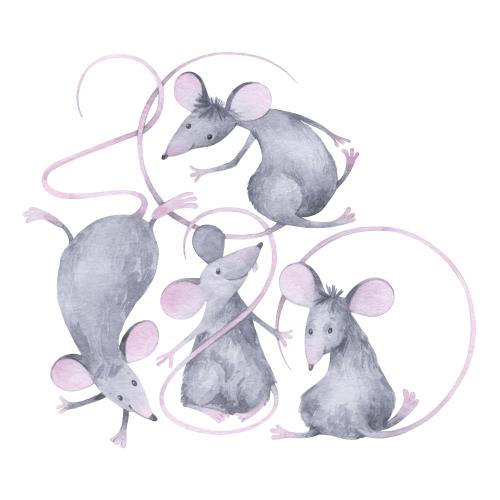 Maus. Vektor Hübsche Zeichentrickaquarellmäuse auf weißem