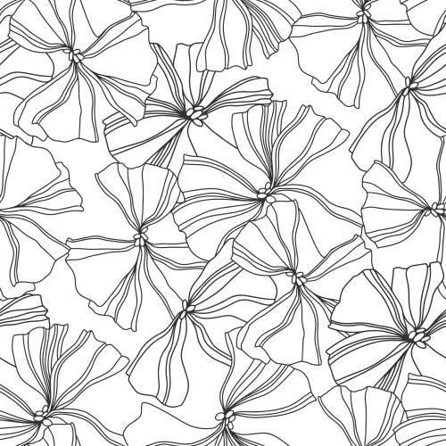 Vektorgrafik dekorative blumen, schwarze konturen auf weißem