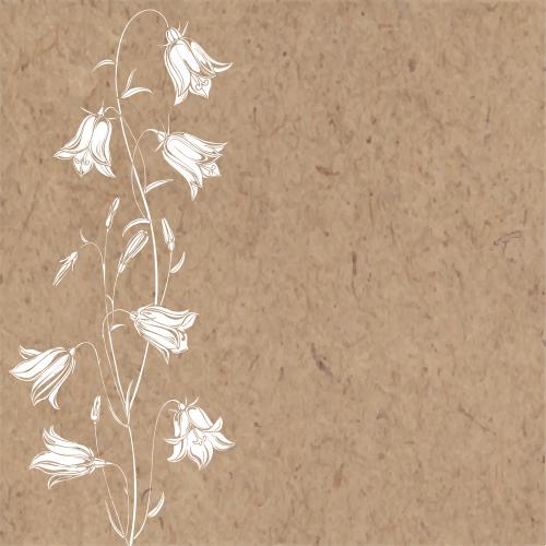 Vektorgrafik klingel, weiße blumensilhouetten, textplatz auf kraftpapier