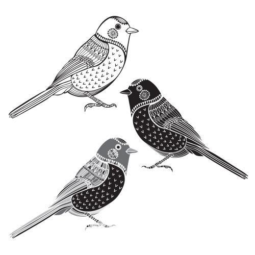 Vektorgrafik stylisierte vögel, drei varianten auf weißem
