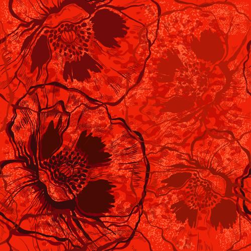Mohn. Vektor Mohn auf dem Roten