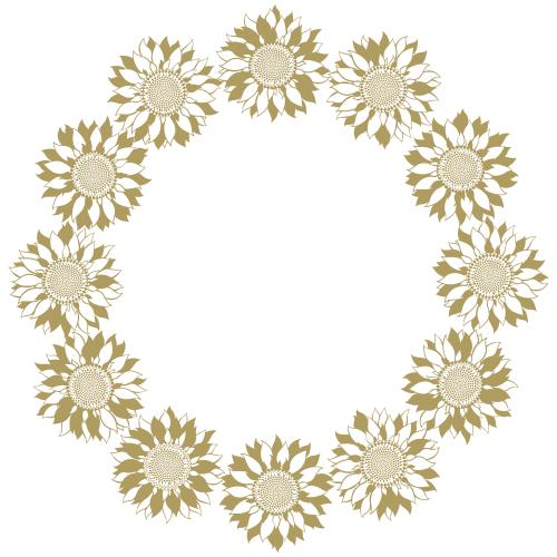 Sonnenblume. Vektor Sonnenblumen, runder Rahmen auf weißem