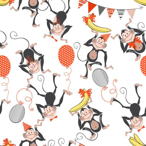 Vektorgrafik festliche fröhliche cartoonartige affen auf weißem