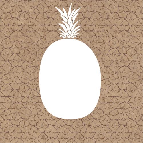 Ananas. Vektor Weiße Silhouette der Ananas auf einem Fragment der Schale