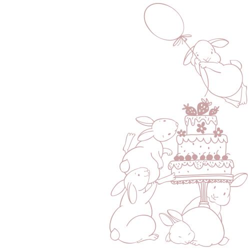 Geburtstag. Vektor Hübsche Hasen mit Luftballon, Torte, Platz für Text auf weißem