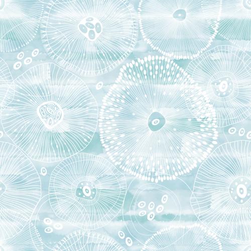 Vektorgrafik abstrakte meereskreaturen auf blauem aquarell