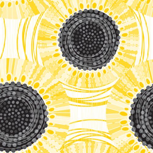 Sonnenblume. Vektor sonnenblumen im dekorativen Stil auf gestreiftem