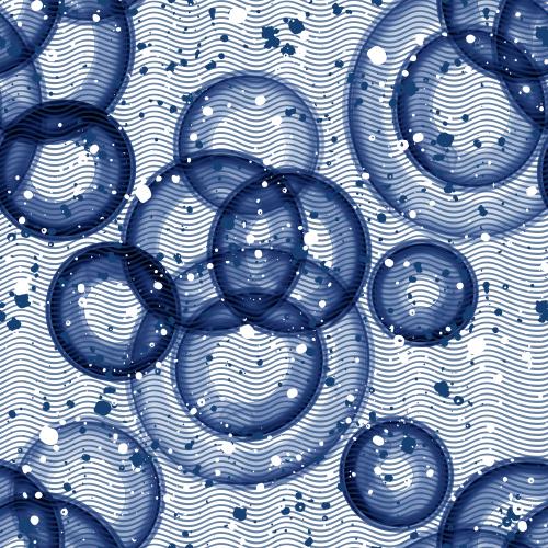 Rasterbild blaue aquarellkreise, wellen, dekorative flecken auf weißem