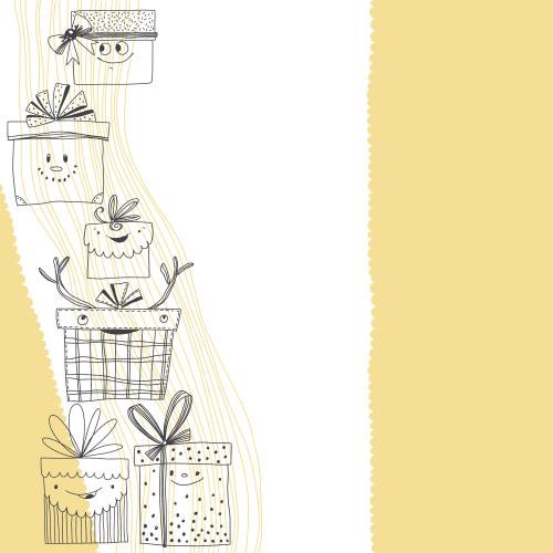 Geburtstag. Vektor cartoonartige geschenkboxen, wellenförmige linien und platz für text