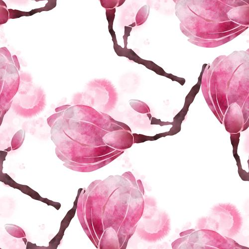 Klecks. Vektor Aquarellblüten Magnolien auf weißem