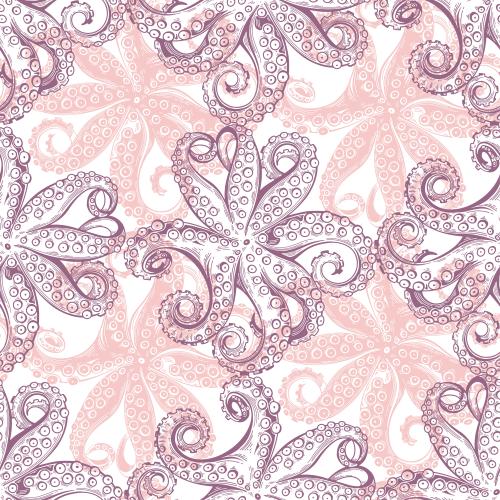 Oktopus. Vektor Octopussen, farbige Konturen und Silhouetten auf weissem