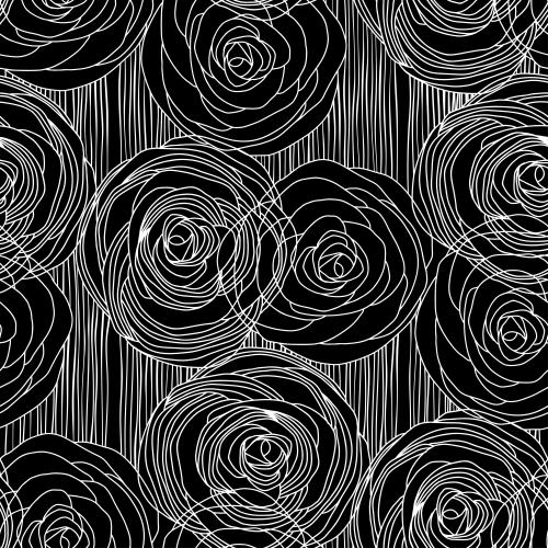 Rose. Vektor stylisierte Rosen auf schwarzem in Streifen