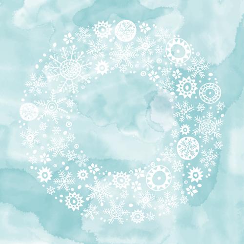Vektorgrafik runde rahmen aus sternen und schneeflocken auf blauem aquarell