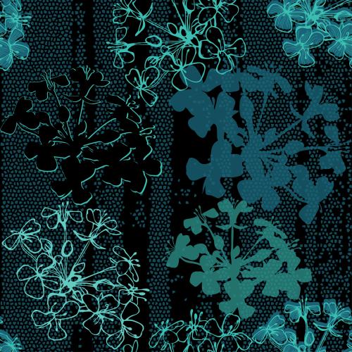 Mosaik. Vektor Blütenstände abstrakter Blumen, Konturen und Silhouetten auf Mosaik