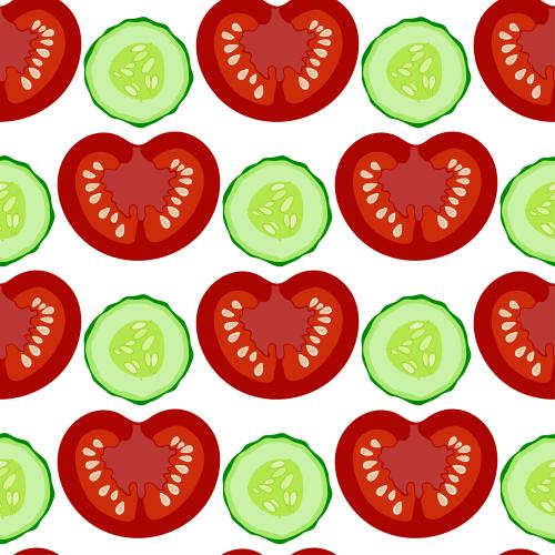 Vektorgrafik tomaten und gurken auf weissem