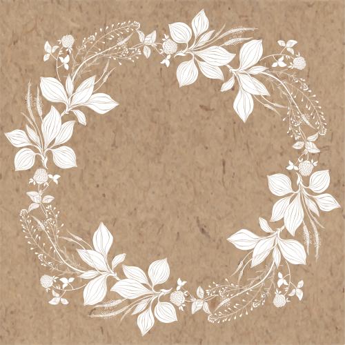 Hirtentäschel. Vektor runde Rahmenkranz aus Feldblumen und Krautern auf Kraftpapier