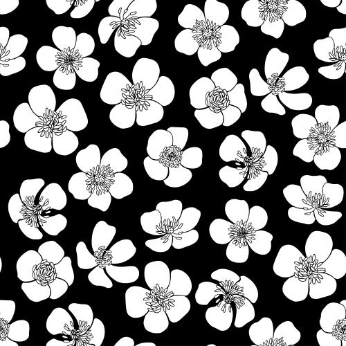 Vektorgrafik weiße silhouetten von blumen auf schwarzem