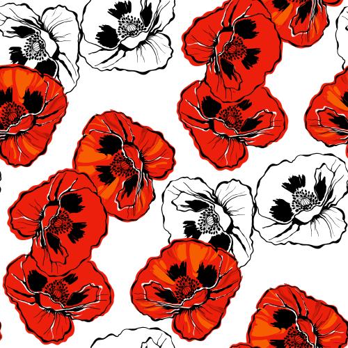 Mohn. Vektor Mohn auf weissem