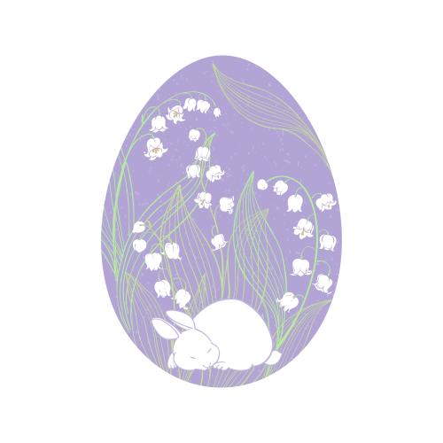Vektorgrafik osterei mit einem niedlichen hasen und maiglöckchen