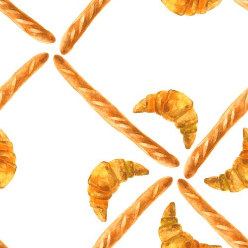 Croissant. Vektor Aquarell-Croissants und Baguettes auf weißem